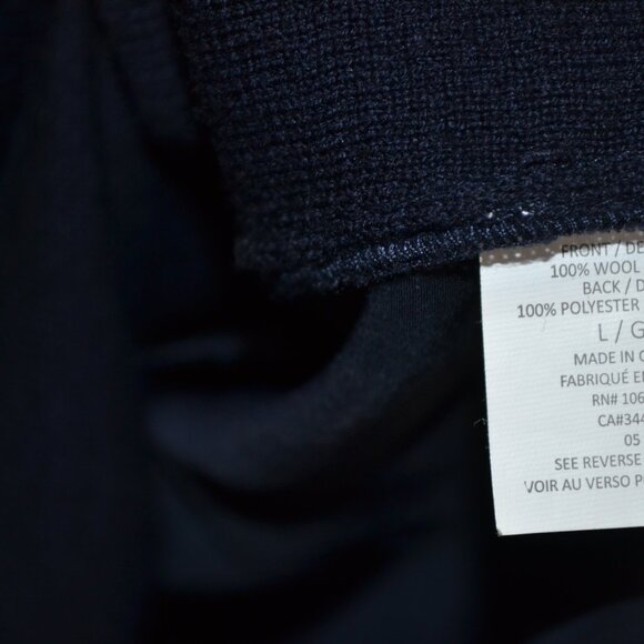 Vince Women L Wool V Neck 2 Side Pocket Pullover Navy Blue Stretch Sweater Dress - Picture 10 of 11